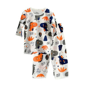 NWT Cute Boys Sleep N' Play Long Sleeve Top & Pants Pajamas Set Dinosaur Roar 7Y